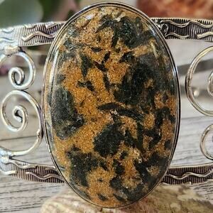 Harmony's Embrace Sterling Silver Healer's Gold Cuff Bracelet